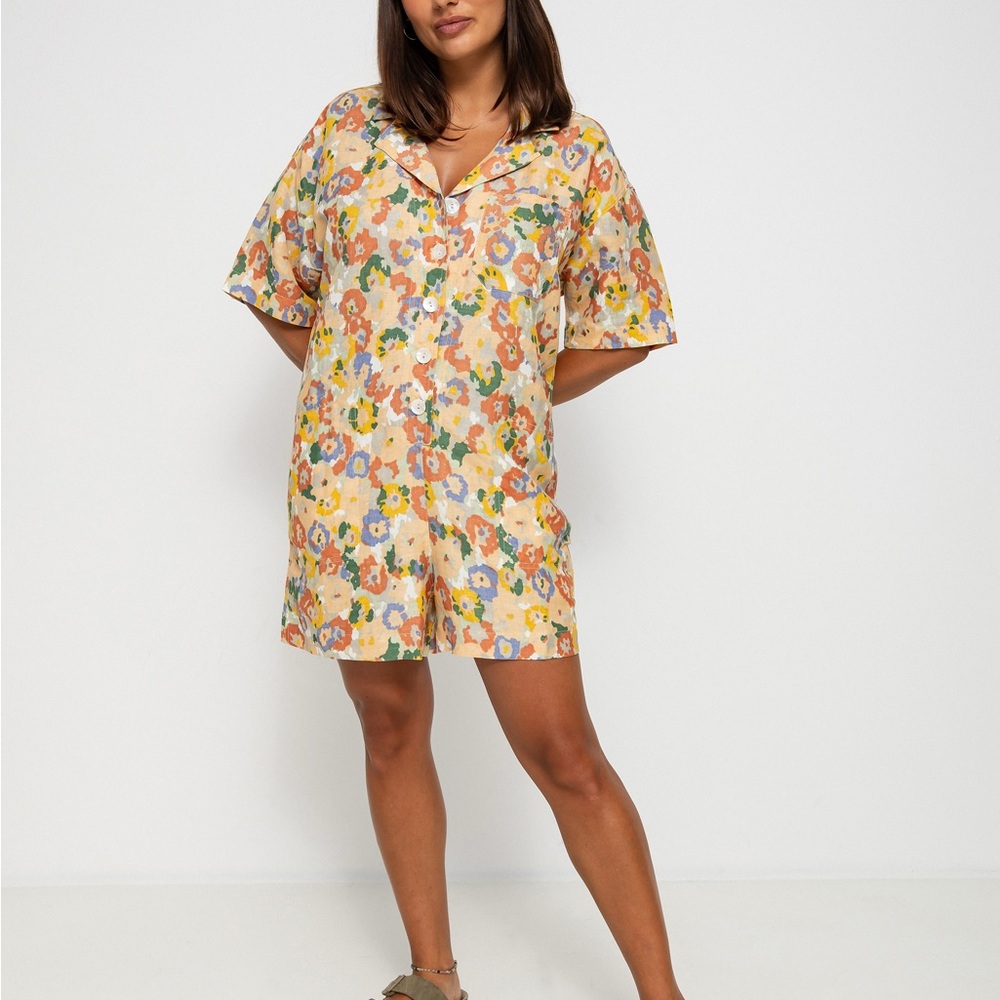 Floral Short Sleeve Romper  RVCA Blossom Overall